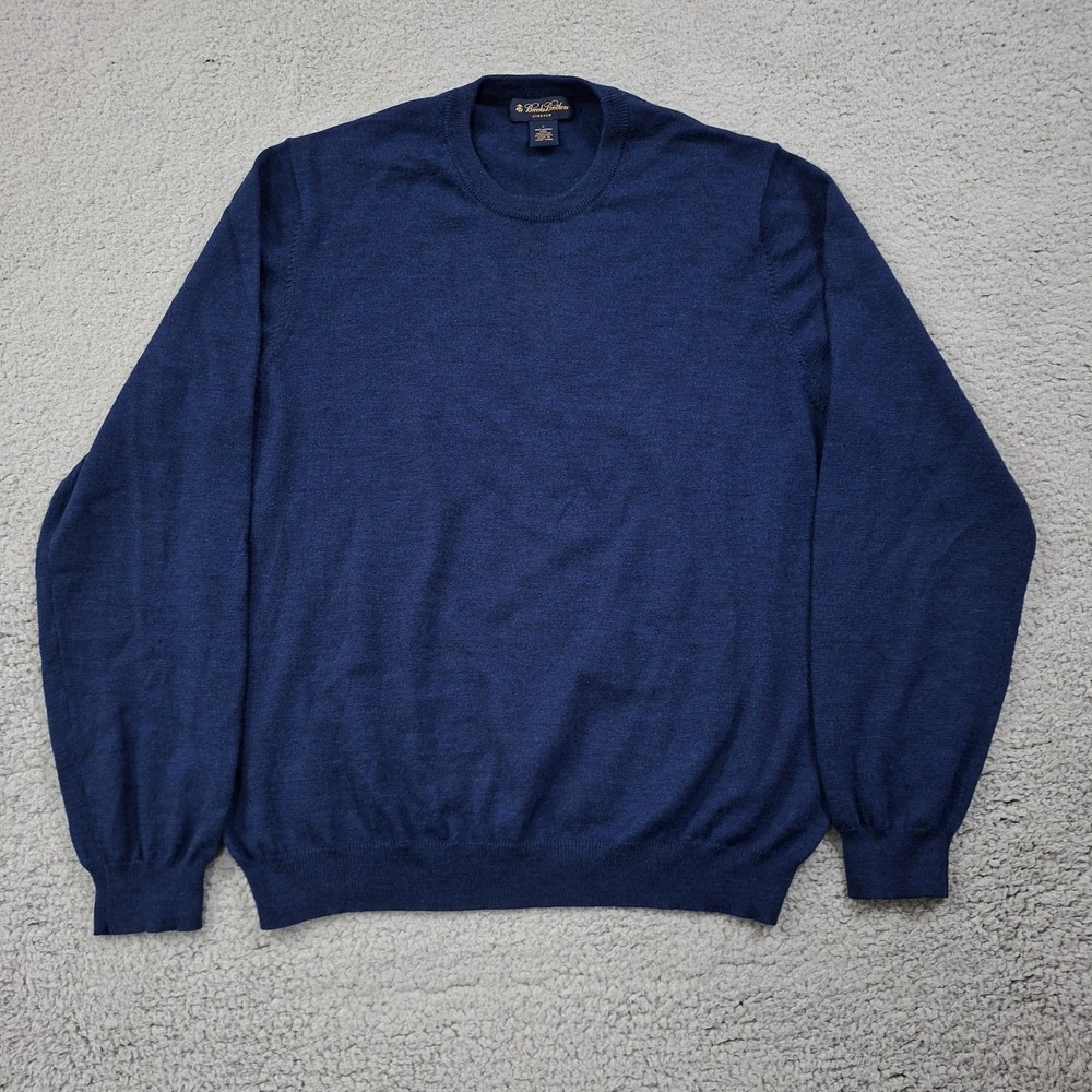Vintage Brooks Brothers Mens L Merino Wool Blend Knit Crew Neck Sweater Preppy